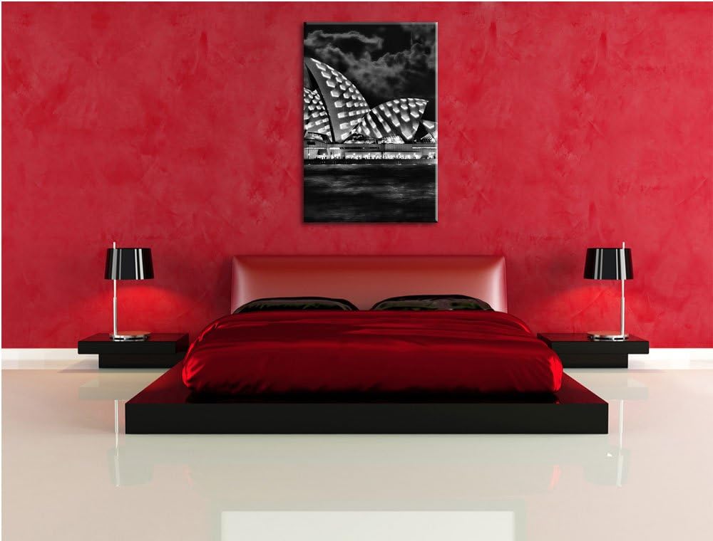 Pixxprint Monocrome, Sydney Opera House bei Nacht, Format: 100x70 auf Leinwand, 100x70