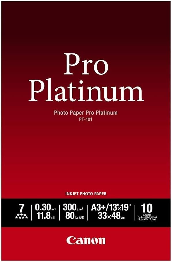 Canon 2768B018 PT-101 Pro Platinum Photopaper A3+ 10 Blatt Pack A3+ 10 Blatt Single, A3+ 10 Blatt Si