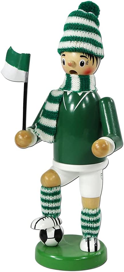 Dekohelden24 Räuchermann als Fussballer mit grün/weissem Outfit, ca. 20 cm, 520361, Grün/Weiss Grün