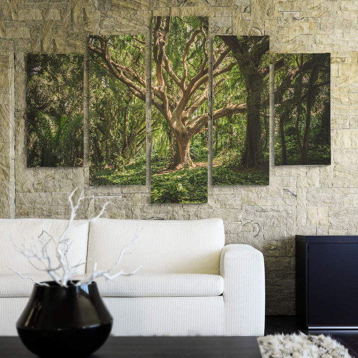 Feeby Wandbild XXL 5 tlg Landschaft Deco Panel Bild Baum Wald Natur braun 300x140 cm Deco panel 300x