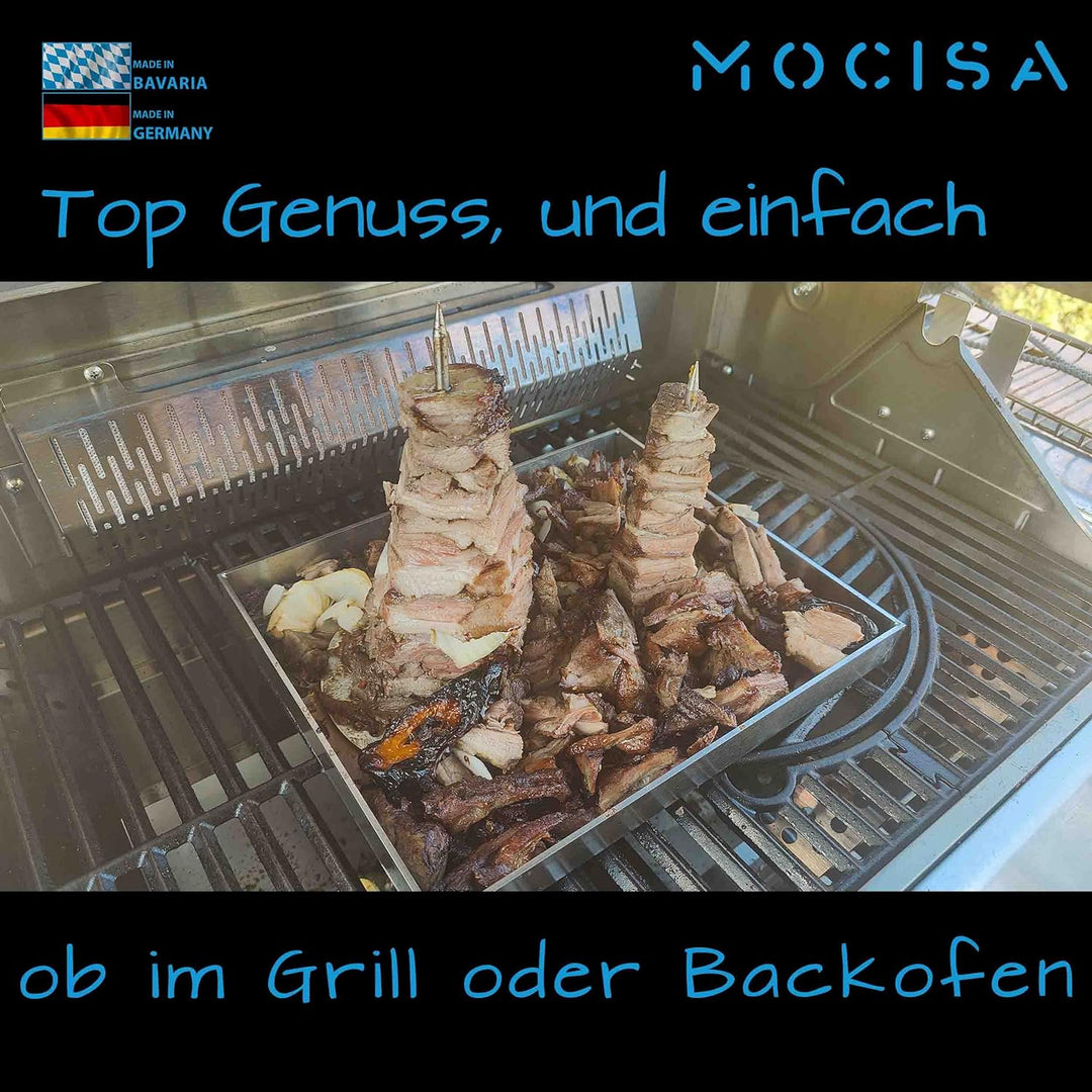 2'er Set Premium BBQ Grillspiess Gyrosspiess Grösse S und L | Dönerspiess Edelstahl | massiver unive