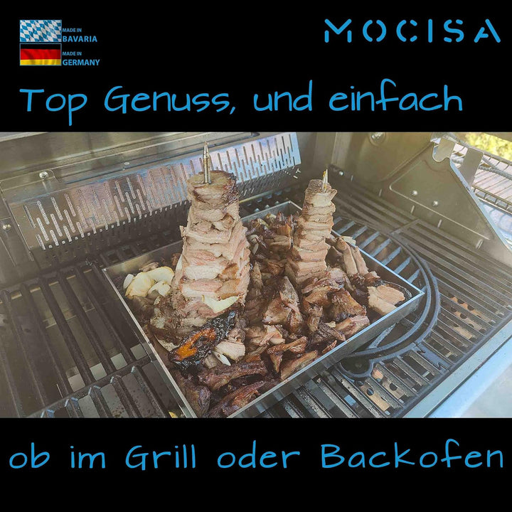 2'er Set Premium BBQ Grillspiess Gyrosspiess Grösse S und L | Dönerspiess Edelstahl | massiver unive