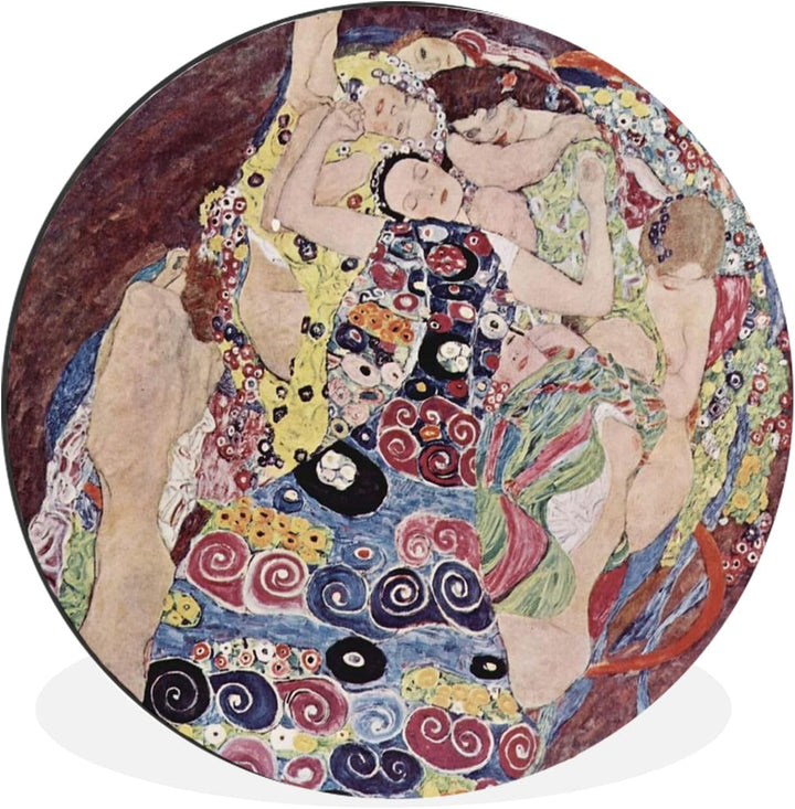 MuchoWow Wandbild Rund Wanddeko Deko Wohnzimmer Bilder 60x60 cm Die Jungfrau - Gustav Klimt