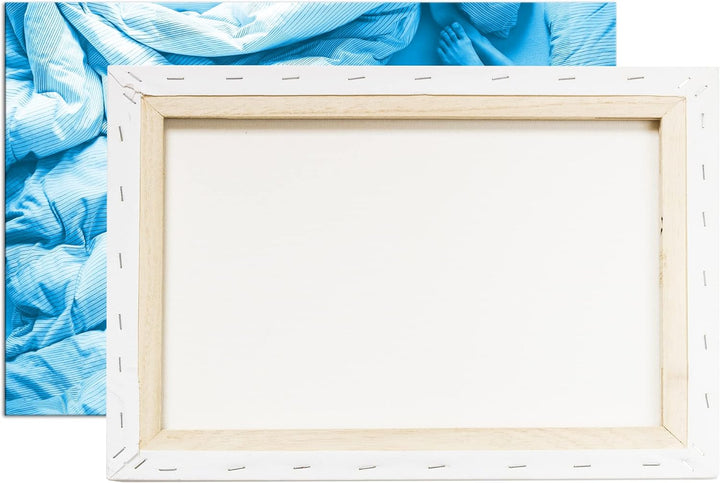 deyoli gesundes Frühstück im Bett Format: 60x40 Effekt: Monocrome Blau als Leinwand, Motiv fertig ge