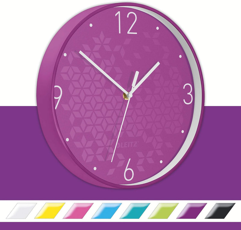 Leitz Wanduhr WOW, Lila, 32.5 x 31.1 cm WOW Violett, WOW Violett