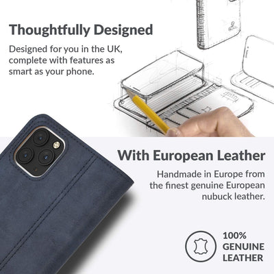 Snakehive iPhone 12 Pro Schutzhülle/Klapphülle echt Lederhülle mit Standfunktion, Handmade in Europa
