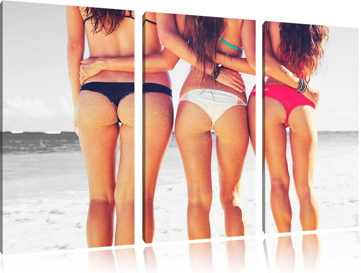 Pixxprint Schöne Mädchen in Bikinis als Leinwandbild/Grösse: 3 Teilig (120x80 cm) cm/Wandbild/Kunstd