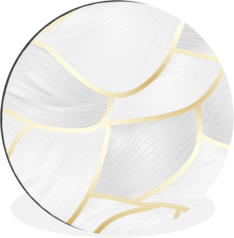 Wandbild Rund Wanddeko Deko Wohnzimmer Bilder 60x60 cm Abstraktes Muster mit goldenen Linien, 60x60