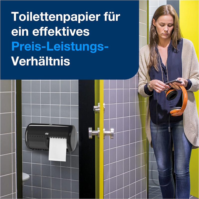 Tork 557008 Spender für Kleinrollen Toilettenpapier T4 in Schwarz / Hygienischer Papierspender für T