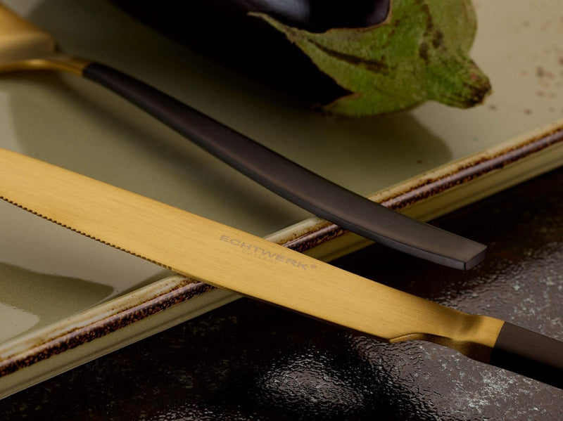 Echtwerk Tafelbesteck Positano Due-Gold/Black Edition, 24-teilig, für 6 Personen, 18/10 mattiert, Ed