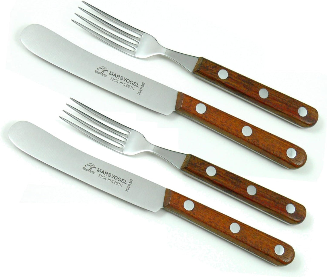 Buckels Besteck 4 tlg. Bubinga Marsvogel Solingen # 82 00 06 + 82 46 01 bestehend aus 2x Buckels Mes