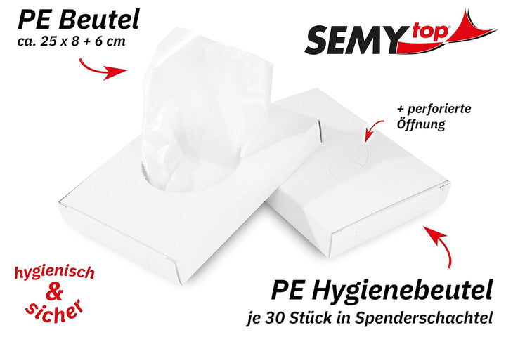 Semy Top Hygiene-Bags weiss, 50 Boxen a 30 Bags, 1er Pack (1 x 50 Stück)