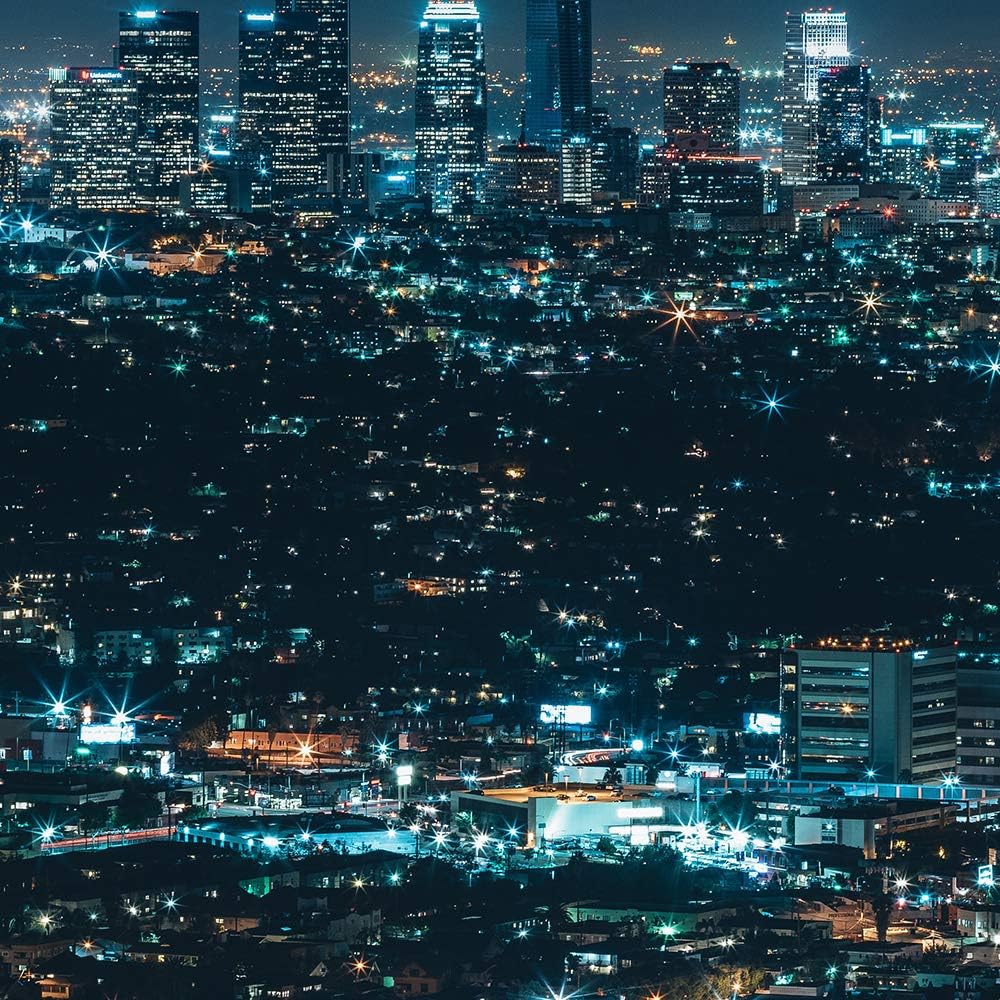 Feeby Leinwandbild Stadt City 5 TLG Bild Kunstdruck Landschaft Nacht blau 100x70 cm Leinwandbild 100