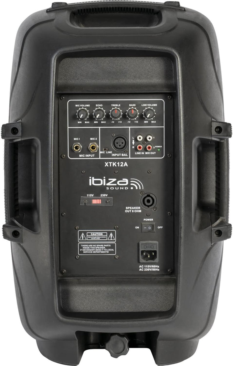 Ibiza - XTK12A - 12"/30cm aktives Plug & Play Lautsprechersystem mit 500W RMS Belastbarkeit - Kompre