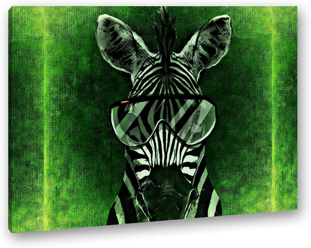 deyoli cooles Zebra mit einer stylischen Brille Format: 80x60 als Leinwandbild, Motiv fertig gerahmt