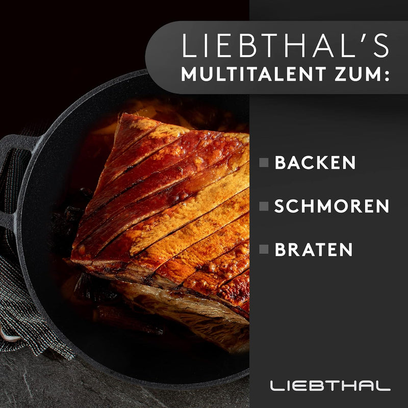 LIEBTHAL Gusseisen Topf Brot backen - Robuster Brottopf mit passgenauer Antihaft-Silikoneinlage - Be
