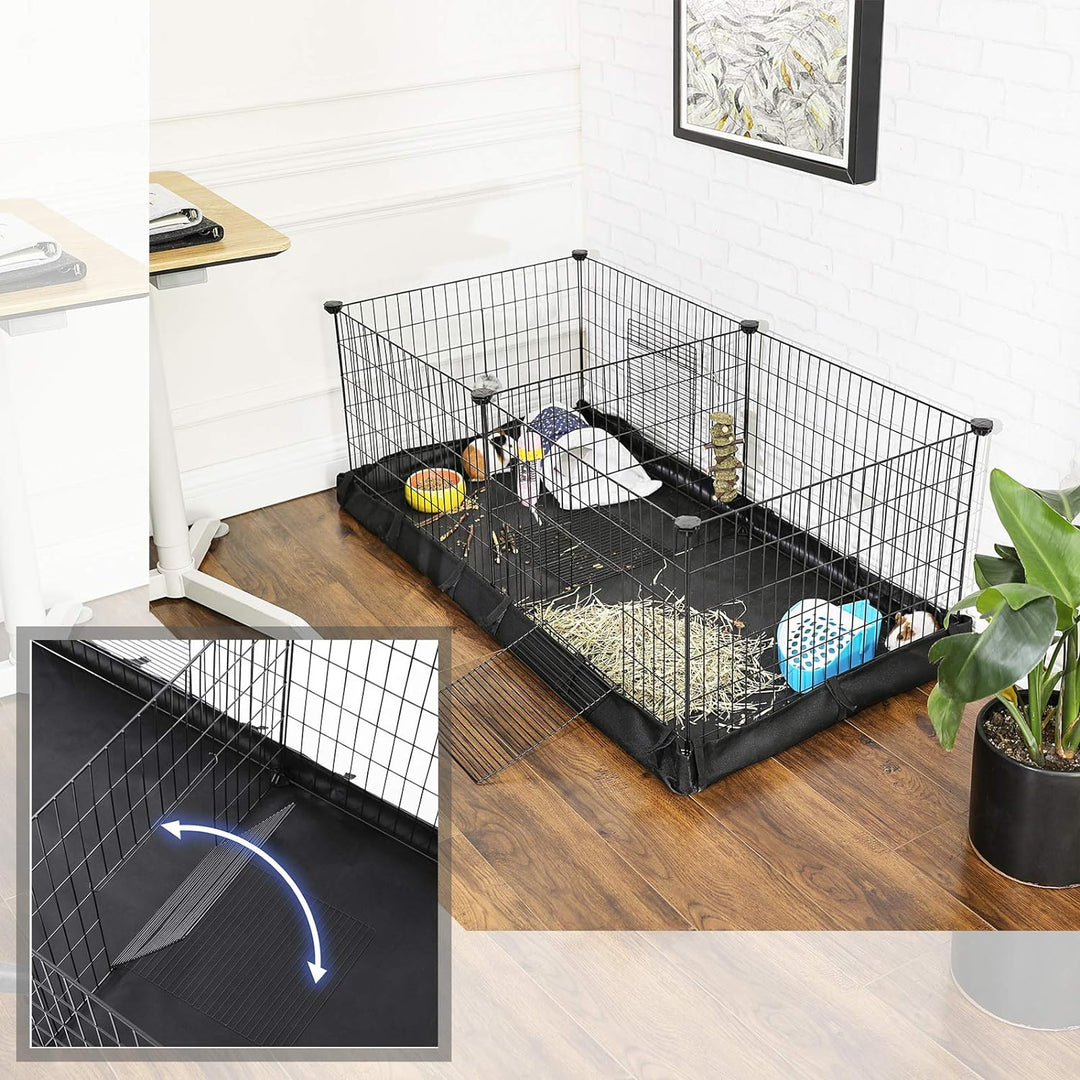 SONGMICS Gehege für Meerschweinchen, Kleintiergehege, Freilaufgehege, mit Trennwand, 2 Separate Bere