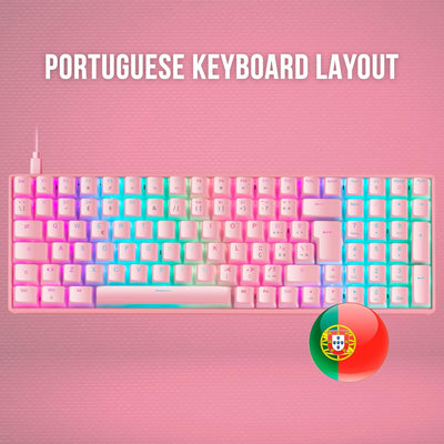 Mars Gaming MKULTRA, Mechanische Tastatur Pink RGB, Kompakt 96%, Schalter Outemu SQ Rot, Portugiesis