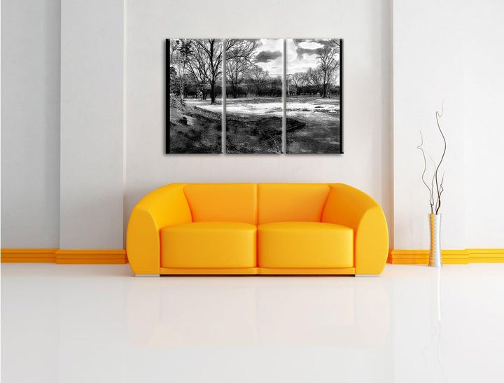 Pixxprint düstrer Wald als Leinwandbild/Grösse: 3 Teilig (120x80) cm/Wandbild/Kunstdruck/fertig besp