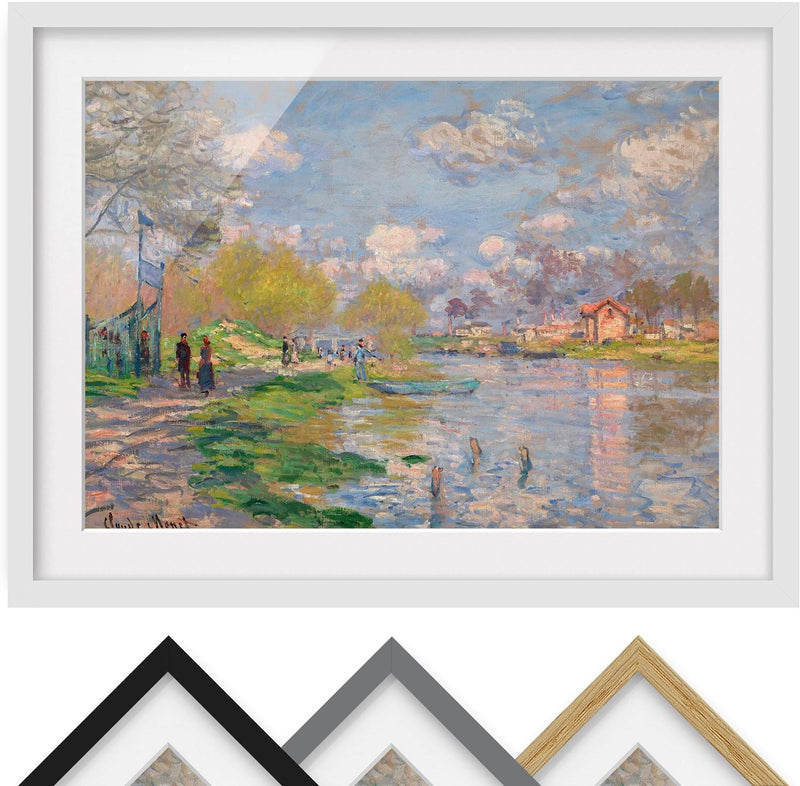 Bild mit Rahmen - Claude Monet - Seine - Rahmenfarbe Weiss, 40 x 55cm 40cm x 55cm Weiss, 40cm x 55cm