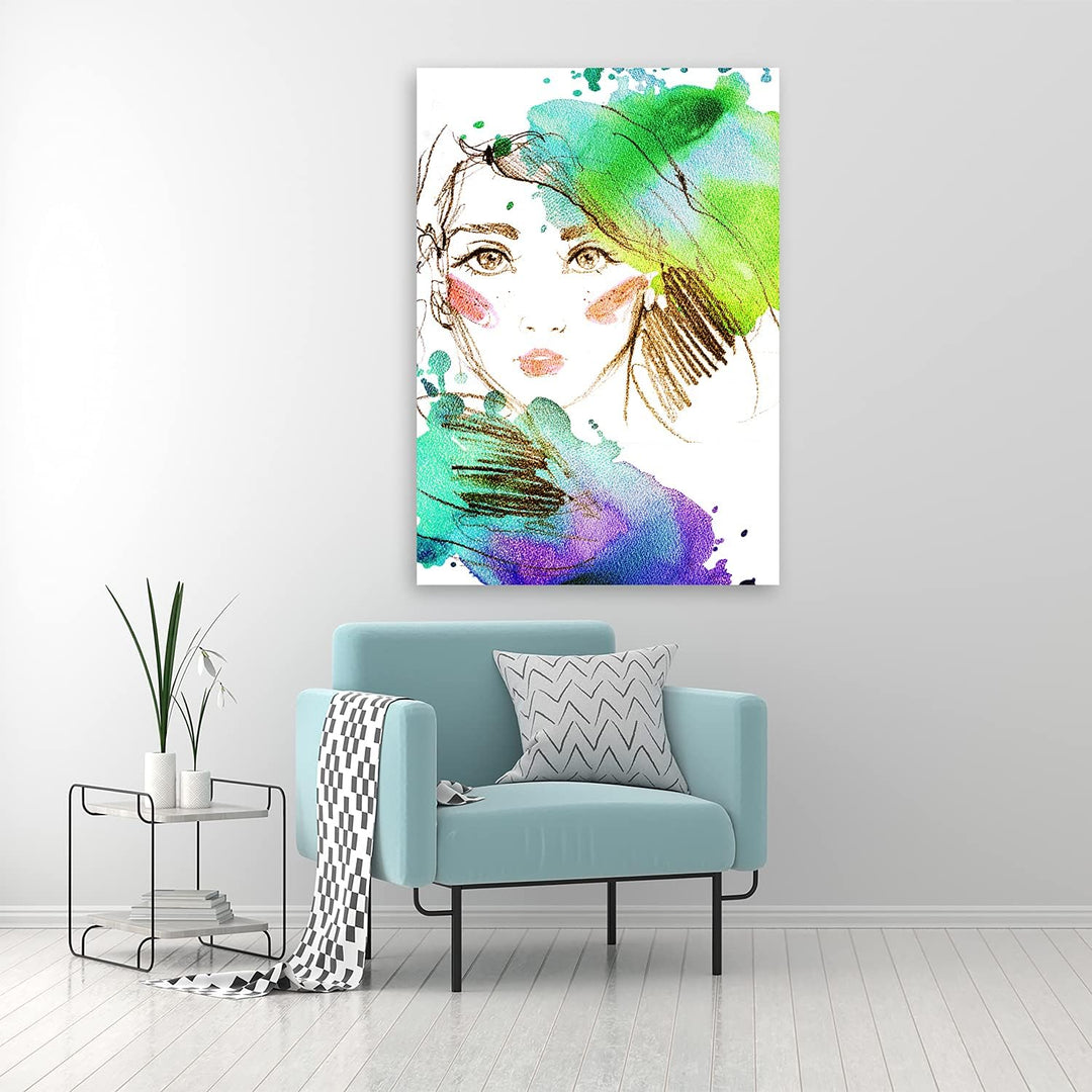 Feeby Vlies Leinwandbild Mode Model Weibliches Gesicht 60x90 cm Druckbild Wandbild Wanddekoration De