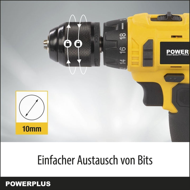 Powerplus Akkuschrauber & Bohrer POWX00425 - Akku Schraubendreher & Bohrer 16V, inkl. 2 x 1,3Ah Akku