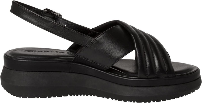 Tamaris Damen Sandaletten, Frauen Sandalen,TOUCHit-Fussbett 38 EU Schwarz Black Leather, 38 EU Schwa