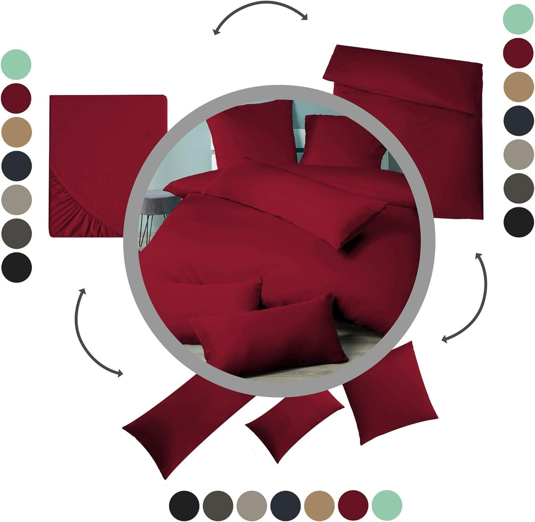 aqua-textil Luxury Bettwäsche zum Kombinieren 90 x 200 cm Spannbettlaken Bordeaux rot Baumwolle Mako