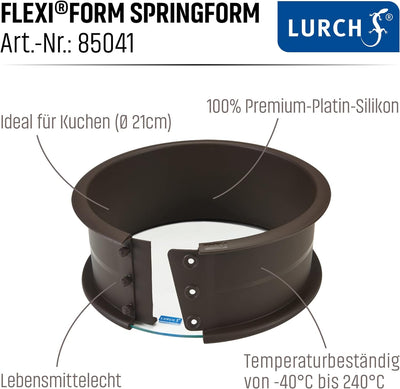 Lurch 85041 FlexiForm Springform mit Glasboden / Backform aus 100% BPA-freiem Platin Silikon (Ø 20 c