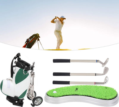 Desktop Golf Bag, Golf Pen Bag Holder Desktop Golf Pen Set mit 3 Kugelschreibern und Mini Bag Alloy