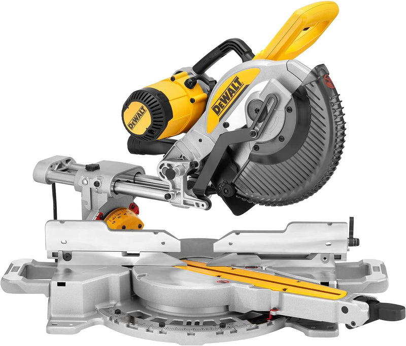 DEWALT 1.650 Watt Paneelsäge DWS727 (250mm, mit Schnitttiefenbegrenzung, Neigungs- und Gehrungswinke