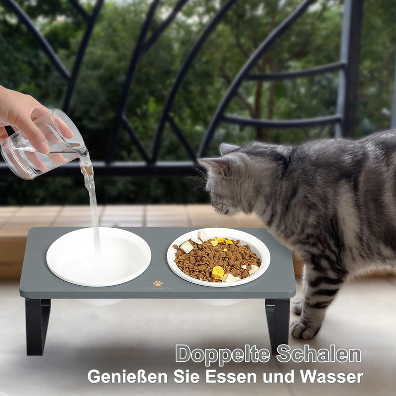 GUUSII HOME Futterstation Katzen Erhöht|Katzen Fressnapf Erhöht|Ergonomischer Katzennapf Erhöht Kera