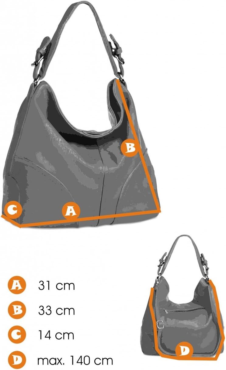 Caspar TS940 Damen Schultertasche Schwarz, Schwarz