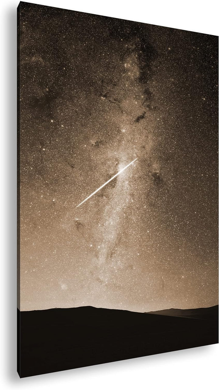 deyoli ein fallender Stern am Himmel Effekt: Sepia, Format: 80x60 als Leinwandbild, Motiv fertig ger