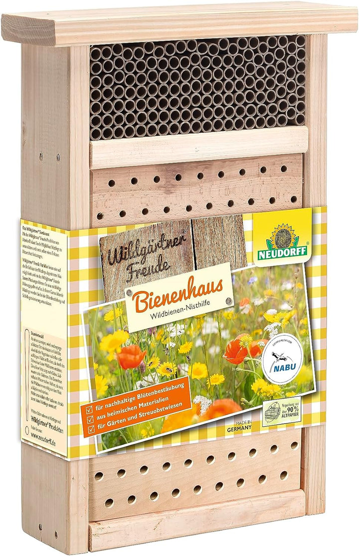 Neudorff Wildgärtner Freude Bienenhaus trägt zum Schutz unterschiedlicher Wildbienenarten bei und so