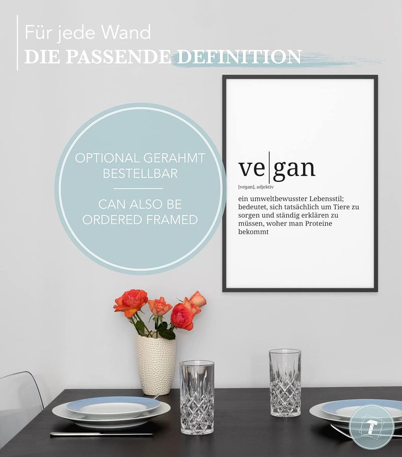 Papierschmiede® Definition: vegan, DIN A1 (59x84 cm), XXL Poster für Wohnzimmer, Schlafzimmer, Küche