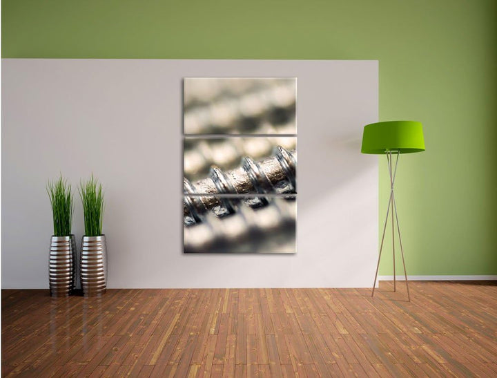 Pixxprint altes Gewinde als Leinwandbild/Grösse: 3 Teilig (120x80) cm/Wandbild/Kunstdruck/fertig bes