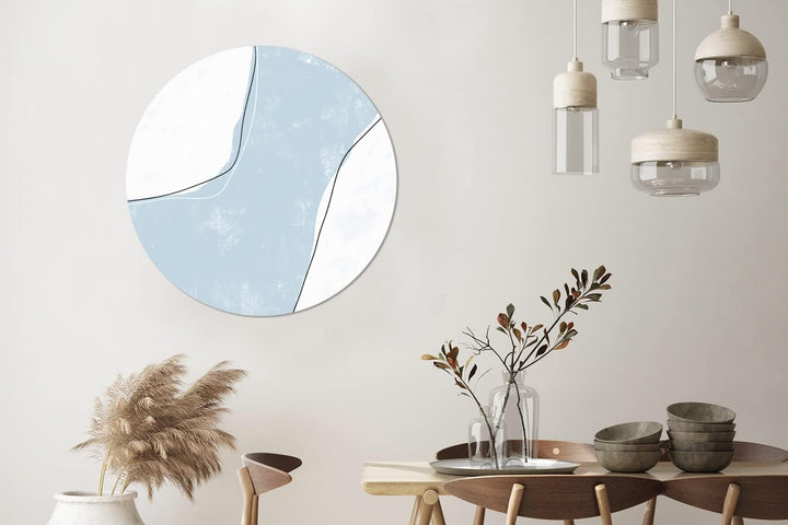 MuchoWow Wandbild Rund Wanddeko Deko Wohnzimmer Bilder 90x90 cm Blau - Minimalismus - Abstrakt, 90x9