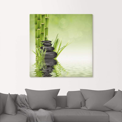 ARTland Leinwandbilder Wandbild Bild Leinwand 50x50 cm Asien Zen Wellness Spa Wasser Bambus Steine G