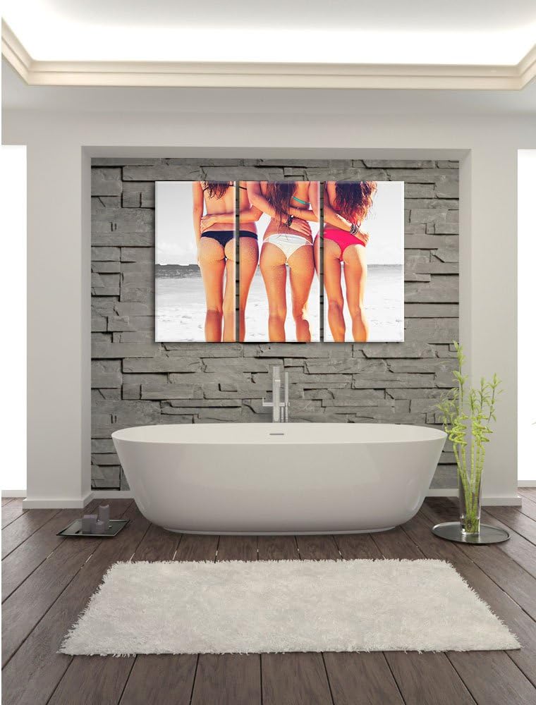 Pixxprint Schöne Mädchen in Bikinis als Leinwandbild/Grösse: 3 Teilig (120x80 cm) cm/Wandbild/Kunstd