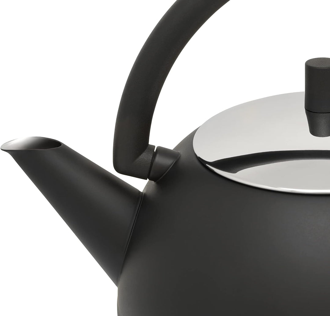 Bredemeijer grosse schwarz Matte runde Edelstahl Teekanne 1.2 Liter