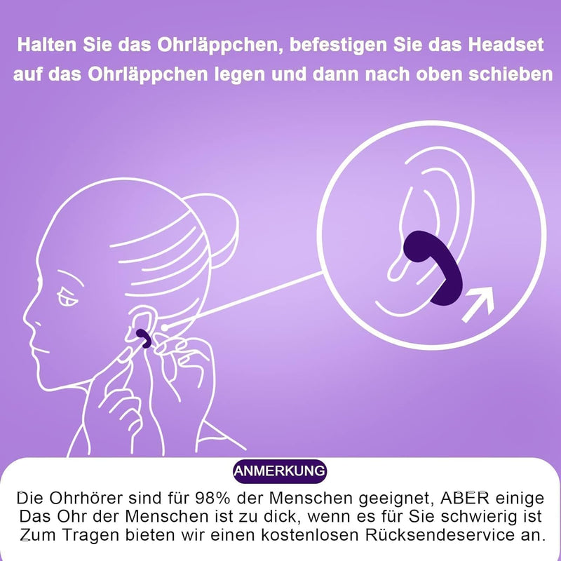 Open Ear Kopfhörer kabellos drahtloses Ohrclip-Bluetooth-Headset Ear Clip Luftleitung Knochenschall