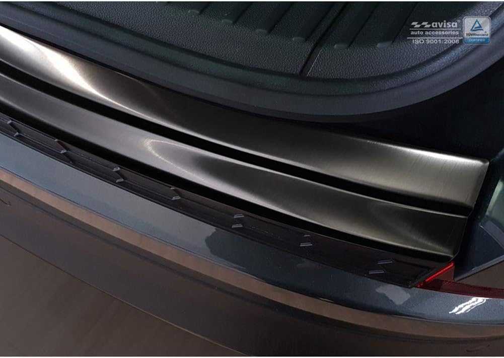 Schwarz Edelstahl Heckstossstangenschutz kompatibel mit Skoda Kodiaq 2017-2021 & FL 2021 Inkl. RS &