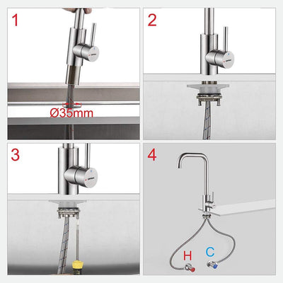 GRIFEMA G4009-1 Irismart, Küchenarmatur mit Duschspritze, Kaltstart-Spültischarmatur, Edelstahl, Gra