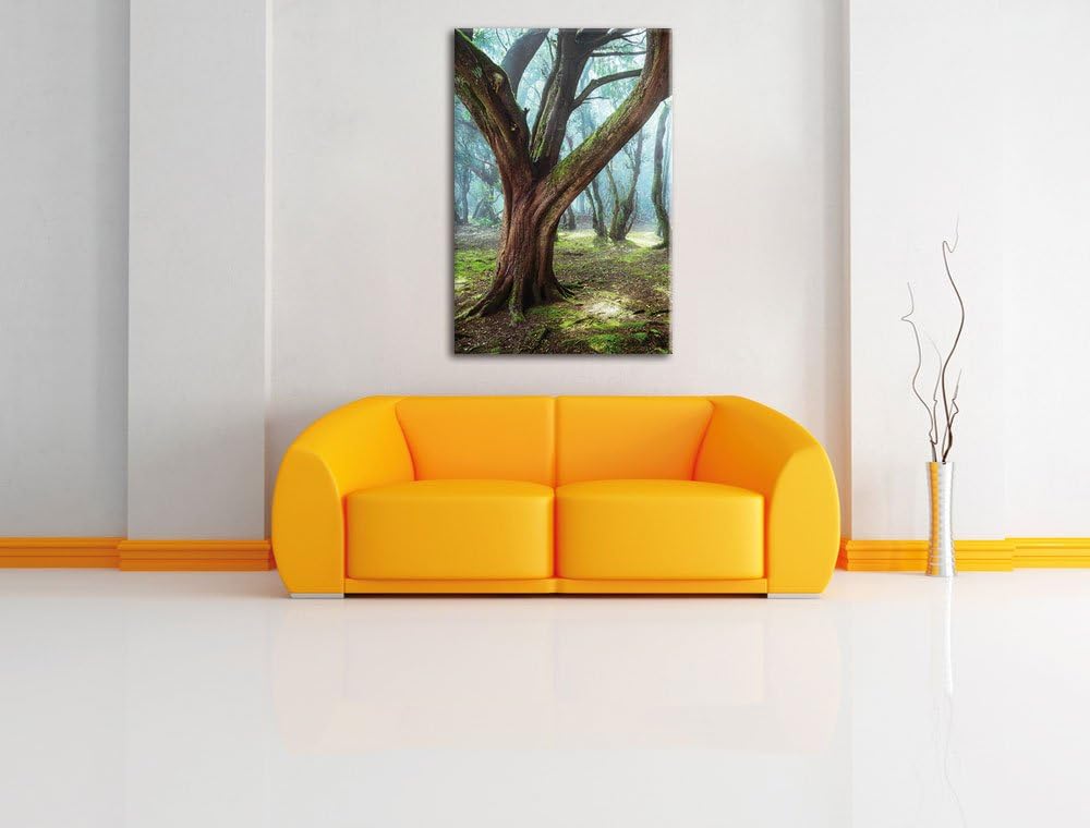 Pixxprint Wald, Format: 100x70 auf Leinwand, XXL riesige Bilder fertig gerahmt mit Keilrahmen, Kunst