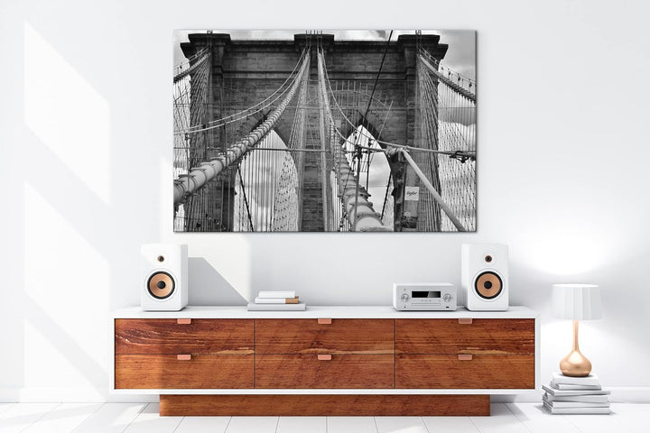 deyoli Brooklyn Brücke in Manhattan im Format: 80x60 als Leinwandbild, Motiv fertig gerahmt auf Echt