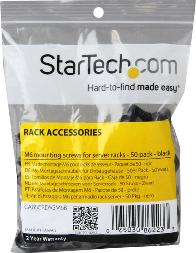 StarTech.com M6 x 12mm - Montageschrauben - 50er Pack - M6 Schrauben für Server Rack und Serverschra