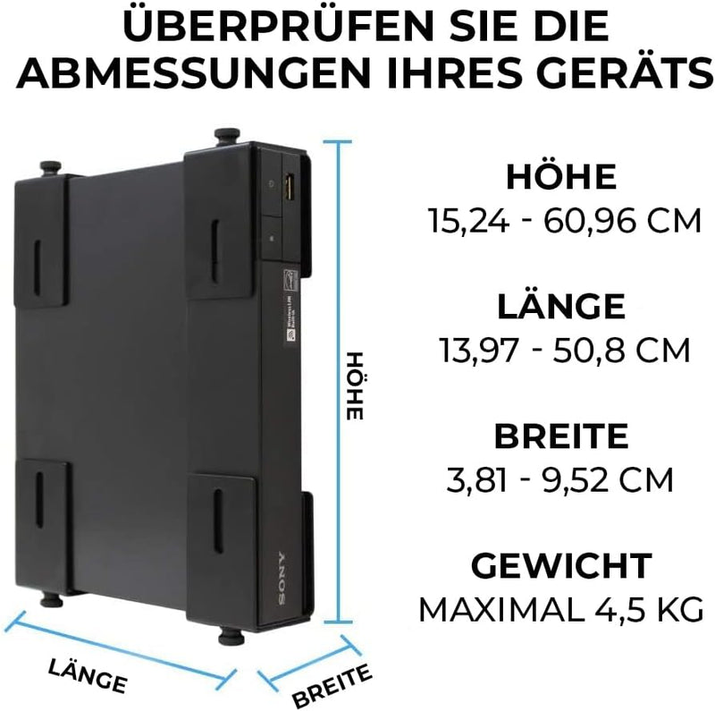 humancentric Verstellbare Gerätewandhalterung | DVD-Player, Kabelboxen, Receiver, Set-Top-Box und an