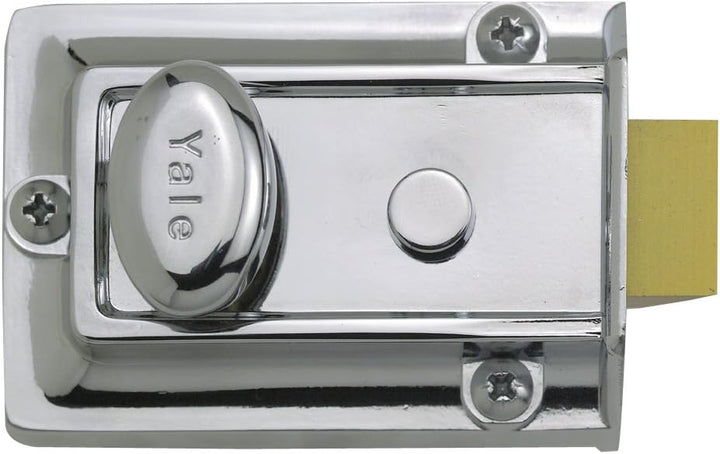 Yale P77 Traditionelles Nachtriegelschloss, Dornmass 60 mm, Sichtverpackung, verchromt Chrome Finish