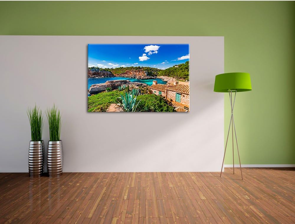 Pixxprint Ferienhaus an der Küste als Leinwandbild/Grösse: 100x70 cm/Wandbild/Kunstdruck/fertig besp